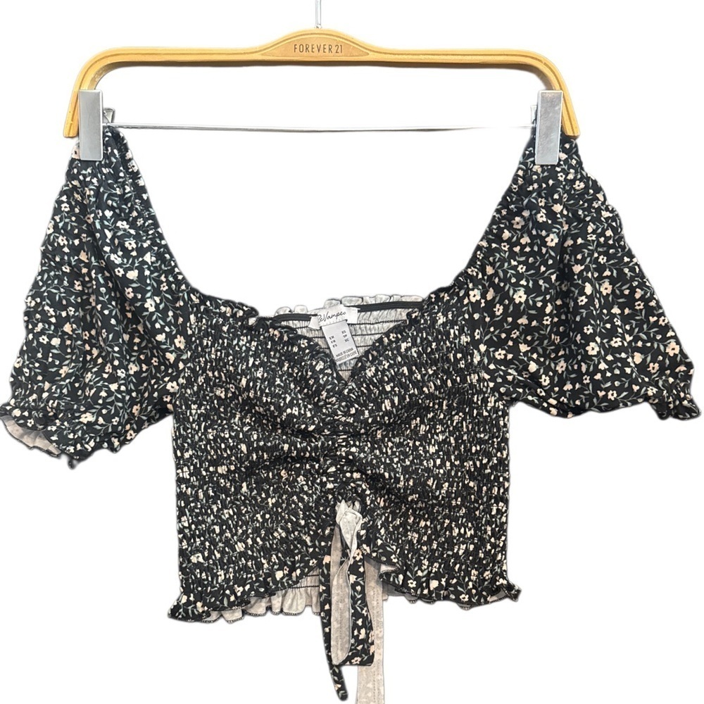 Black Floral Off-Shoulder Top